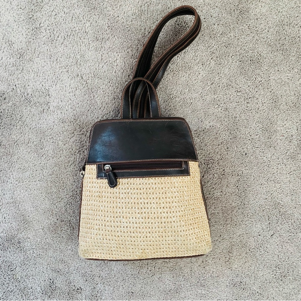 VINTAGE CRAZY HORSE WOVEN LEATHER SINGLE STRAP BAG - Picture 1 of 9